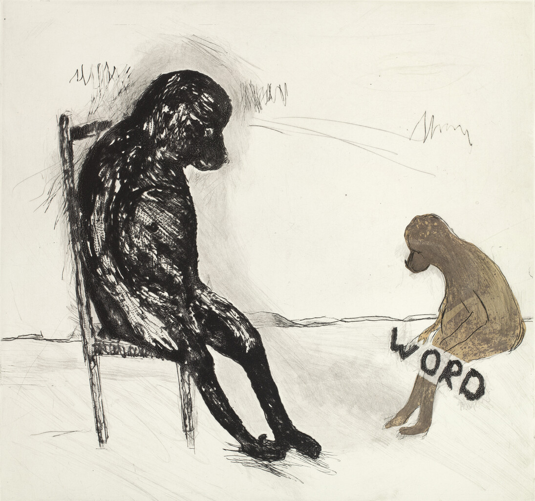 Word, Drypoint with tea-stained chine collé