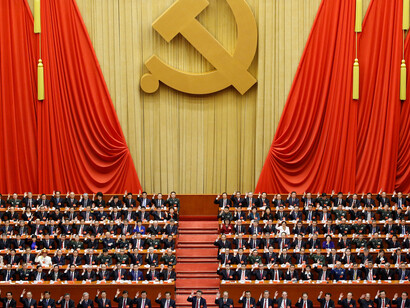 Chinese President Xi Jinping and his fellow delegates 