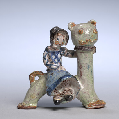 Kitty Rix, Girl riding a cat (detail), c. 1920s. Courtesy of the Jewish Museum
