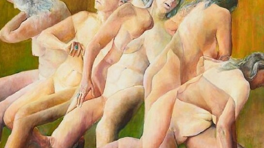 Joan Semmel, Transitions (2012), Oil on canvas, 70h x 90w in (177.8h x 228.6w cm