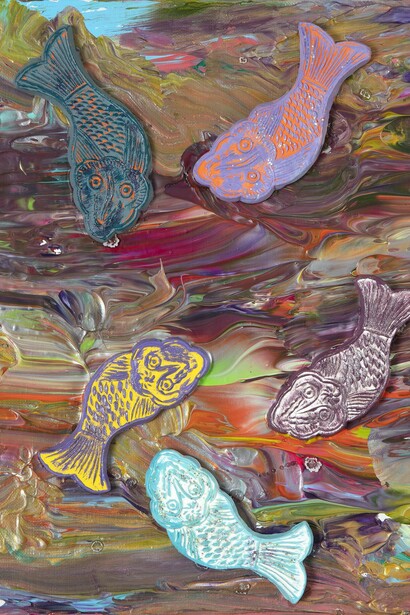 8x Way to Happiness II, 32 x 42 cm, Mixed Media