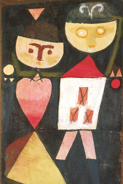 Paul Klee, Fancy Dress Couple, detail, 1923, oil and gouache on paper mounted on cardboard, 51 x 27.8 cm, private collection