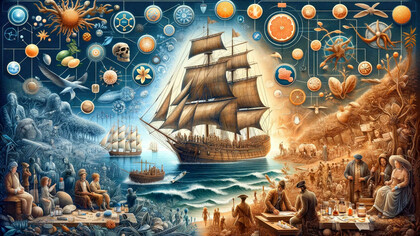 Vitamin C through evolution and history, AI art created by the Author using the DALL.E3 Model