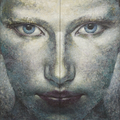 Montse Valdés, 27-3-12E, 195 x 194 cm, tweeluik, olieverf op doek diptych / oil on canvas