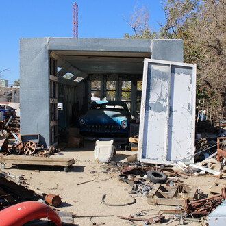 Echos de garage et valse du décor, Maxime Duveau et Maxime Lamarche. Galerie Houg