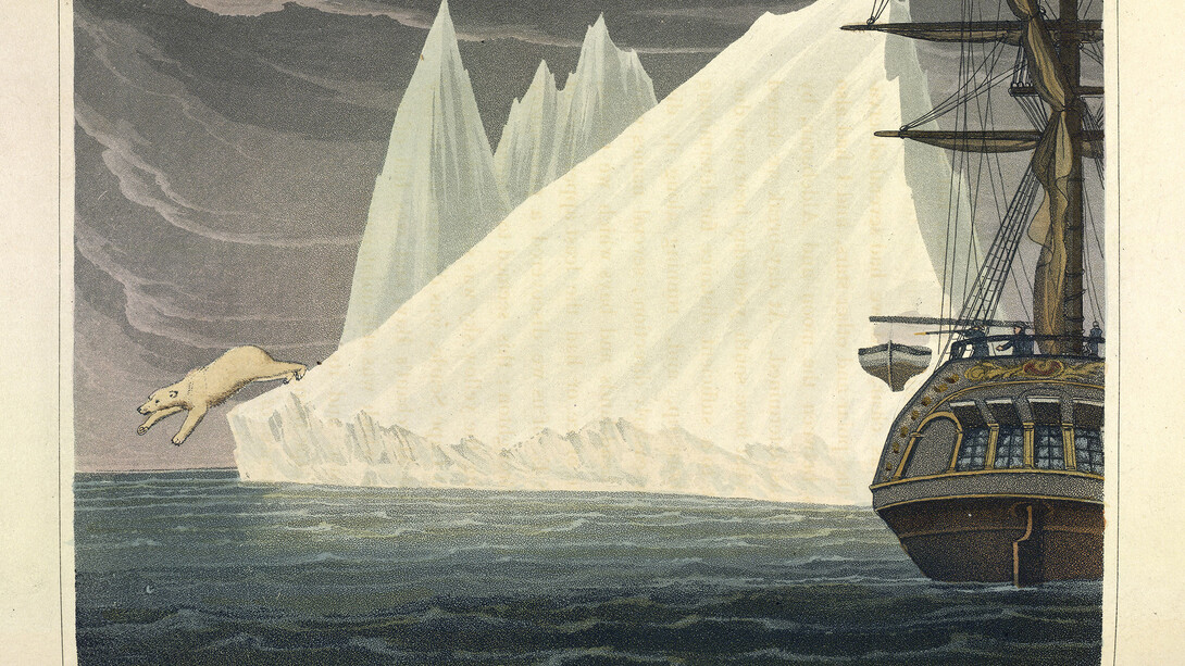 Walter William May, ‘HMS Assistance and Pioneer in Winter Quarters’, London, 1855, on display in Lines in the Ice. Photography courtesy of British Library.