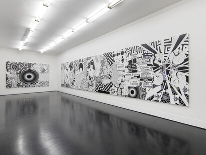 Maurizio Cannavacciuolo. Ophthalmosaurus fugax, 2018, olio su tela, 200 x 978 cm. Courtesy the artist and Galleria PACK Photo-credits: Maria Enquist