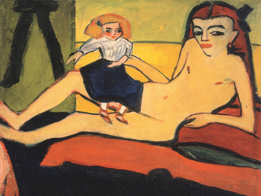Erich Heckel, Allemand, 1883 – 1970, Fränzi a la poupée (Mädchen mit Puppe), 1910, Huile sur toile, 65 × 70 cm, Sabarsky Collection, courtesy Neue Galerie New York, © Succession Erich Heckel / SODRAC (2014)