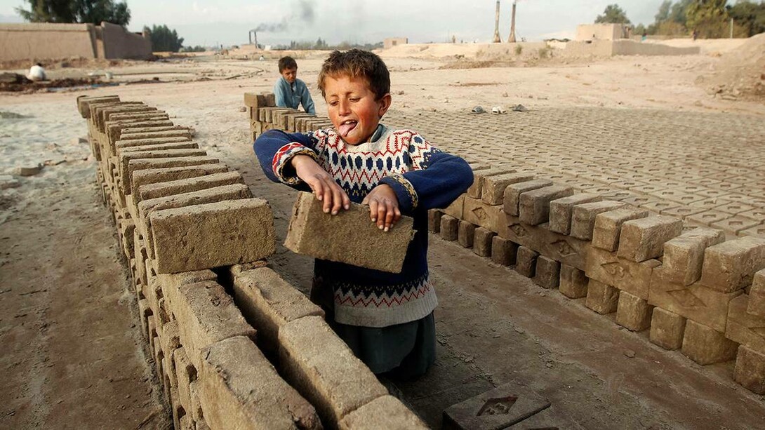 Children working on a construction site