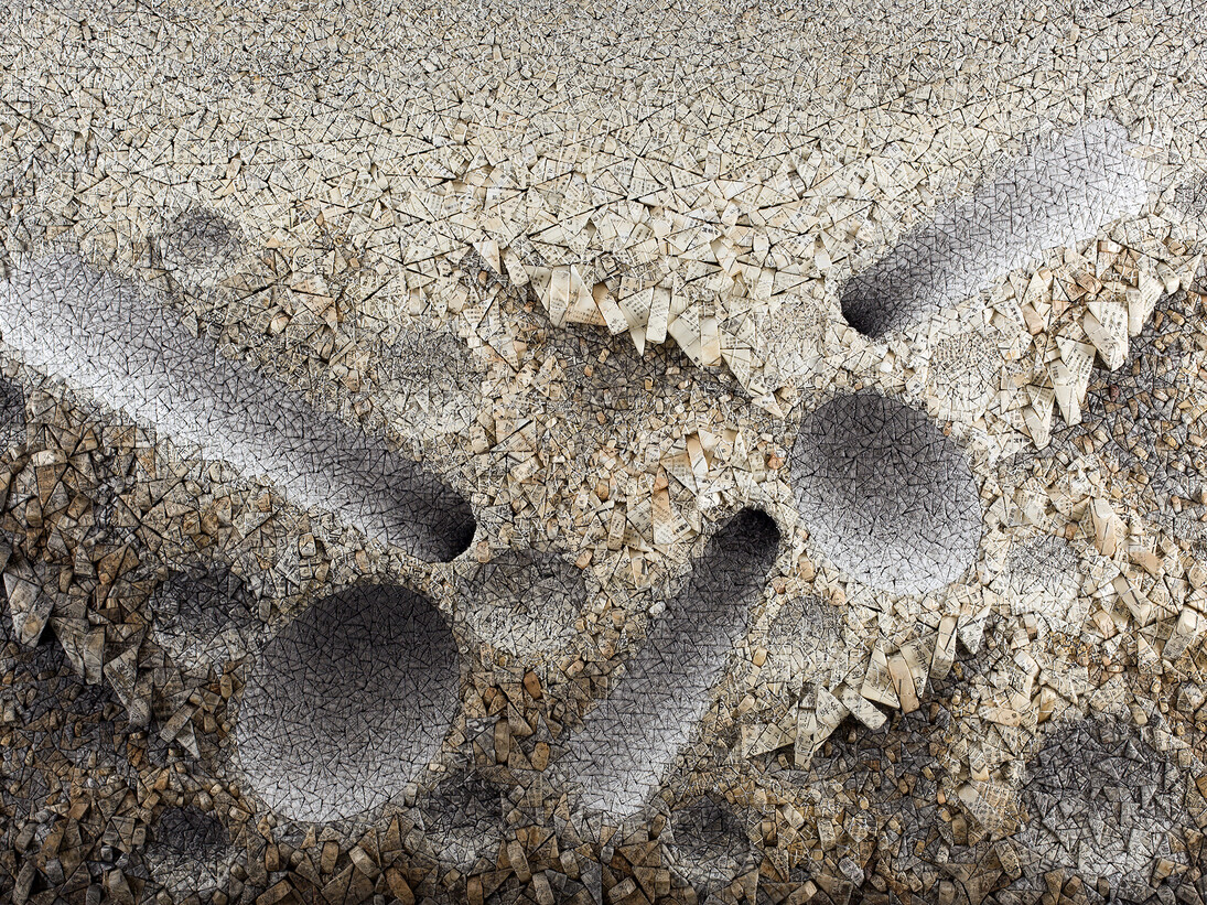 Chun Kwang Young, Aggregation 15-MA016, 2015, Mixed media with Korean mulberry paper, 132 x 195 cm (52 x 76 3/4 in.)