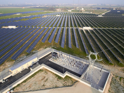 Renewable energy produced with solar panels by the company Tozzi Green