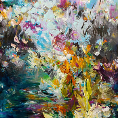Jennifer JL Jones (b. 1971), Gentle Wild, 2021, Mixed Media Painting on Wood Panel, 72x60x2 in 