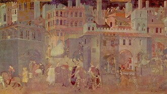 Alegoría de los efectos del buen gobierno en la ciudad (1338-1339), Ambrogio Lorenzetti