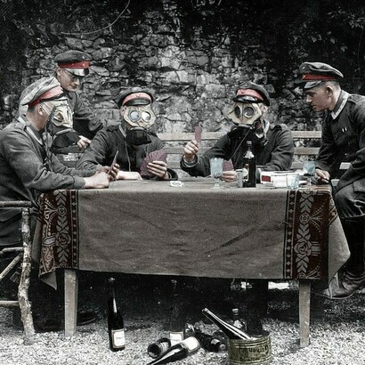 Soldados durante la Primera Guerra Mundial. Liga dos Combatentes