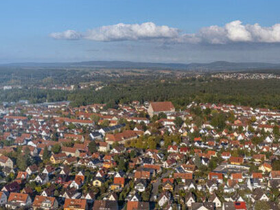 Vista del distrito Gartenstadt en Bamberg, Alemania