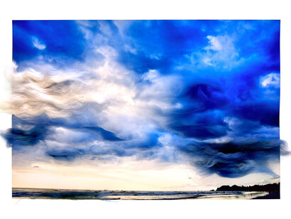 Lucia Engstrom, Cumulus ,
2023.
Hand Embroidered with Organic Wool, Silk, and Mohair; Cotton Rag Paper,
27.62 x 42 inches (70.2 x 106.7 cm),
Edition 1 of 3 + 1AP, each unique. Courtesy of the artist and Von Lintel Gallery