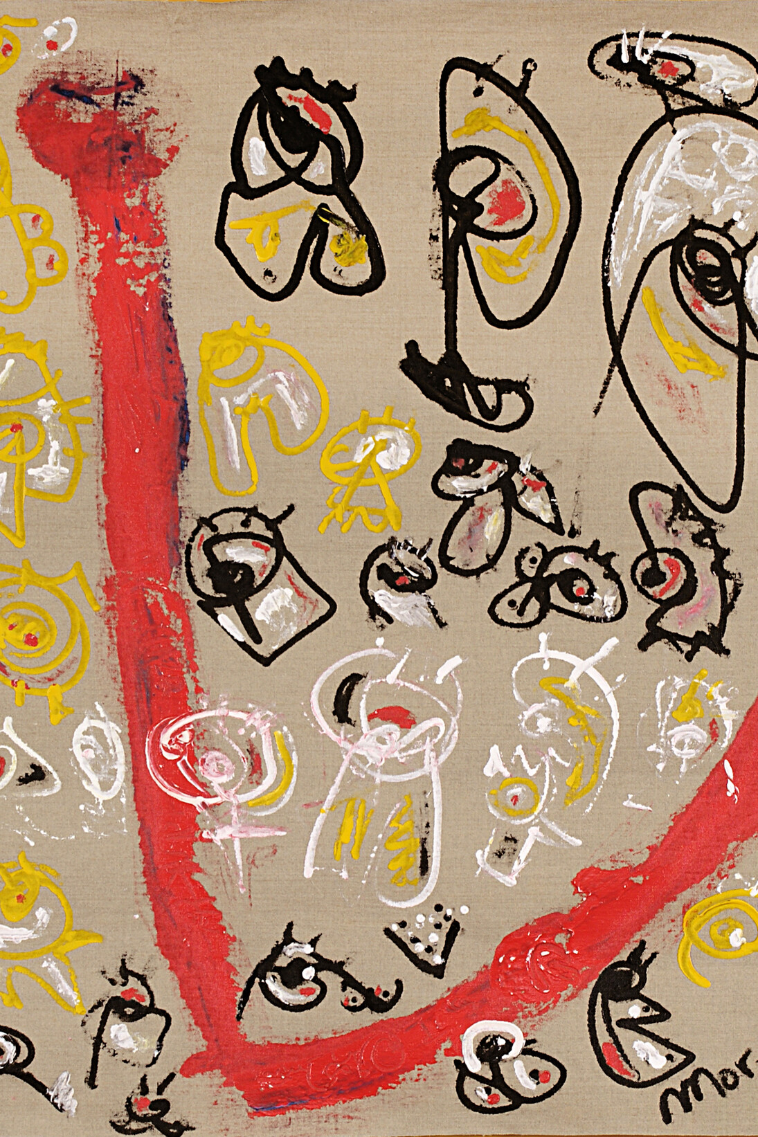Jose Moreno, Personajes 3, Acrylic on Linen, 37" x 29"