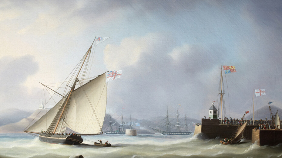 Thomas Buttersworth, The Arrival of George IV at Leith Harbour, 1822