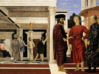 Piero Della Francesca. Flagelação de Cristo. 1455, Galleria Nazionale delle Marche