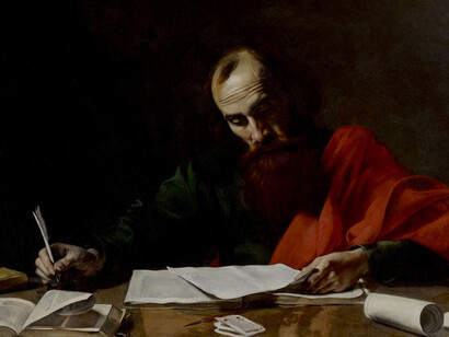 «San pablo escribiendo sus epístolas», Valentin de Boulogne (probable)