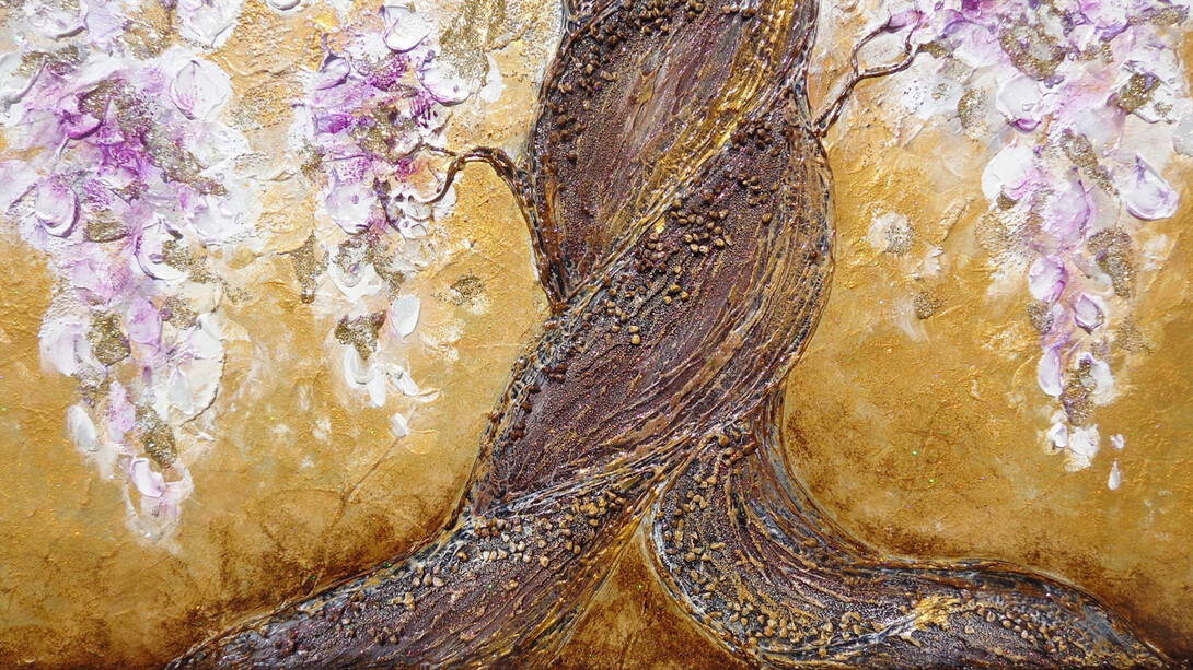 Gabriella Mighali, Intreccio di glicine, acrilico e sabbia