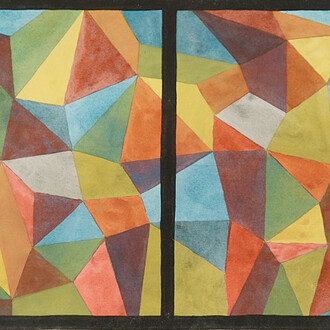 Sol LeWitt, Continuos forms and color 1988 acquerello su cartoncino 27,5x75 cm. Courtesy of Studio Gianleazzo Visconti