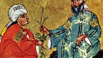 Dioscoride e uno studente di materia medica. Irak o Syria.