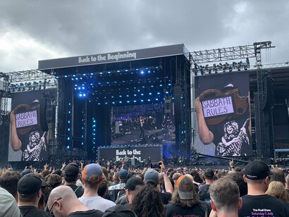 Tom Morello on stage at the Black Sabbath: Back to the Beginning concert on July 5, 2025