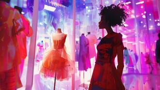 Composición de estilo de arte digital con estudio de diseño de moda