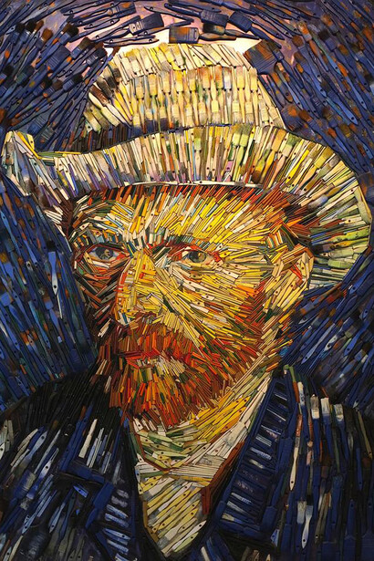 'Vincent', recycled paintbrushes and pencils, by Finn Stone 
