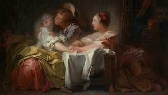 Jean-Honoré Fragonard, Der gestohlene Kuss, Detail, ca. 1760, Öl auf Leinwand, 48,3 x 63,5 cm, The Metropolitan Museum of Art