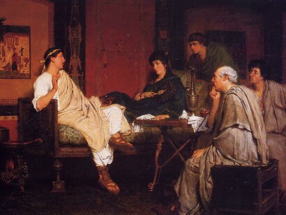 «Tibullus at Delia's» (1866), Alma-Tadema