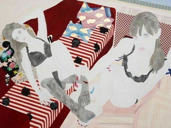 Kaoruko, Stocking, 2013, Acrylic, gold leaf on canvas, 84 x 108 inches (213.4 x 274.3 cm)
