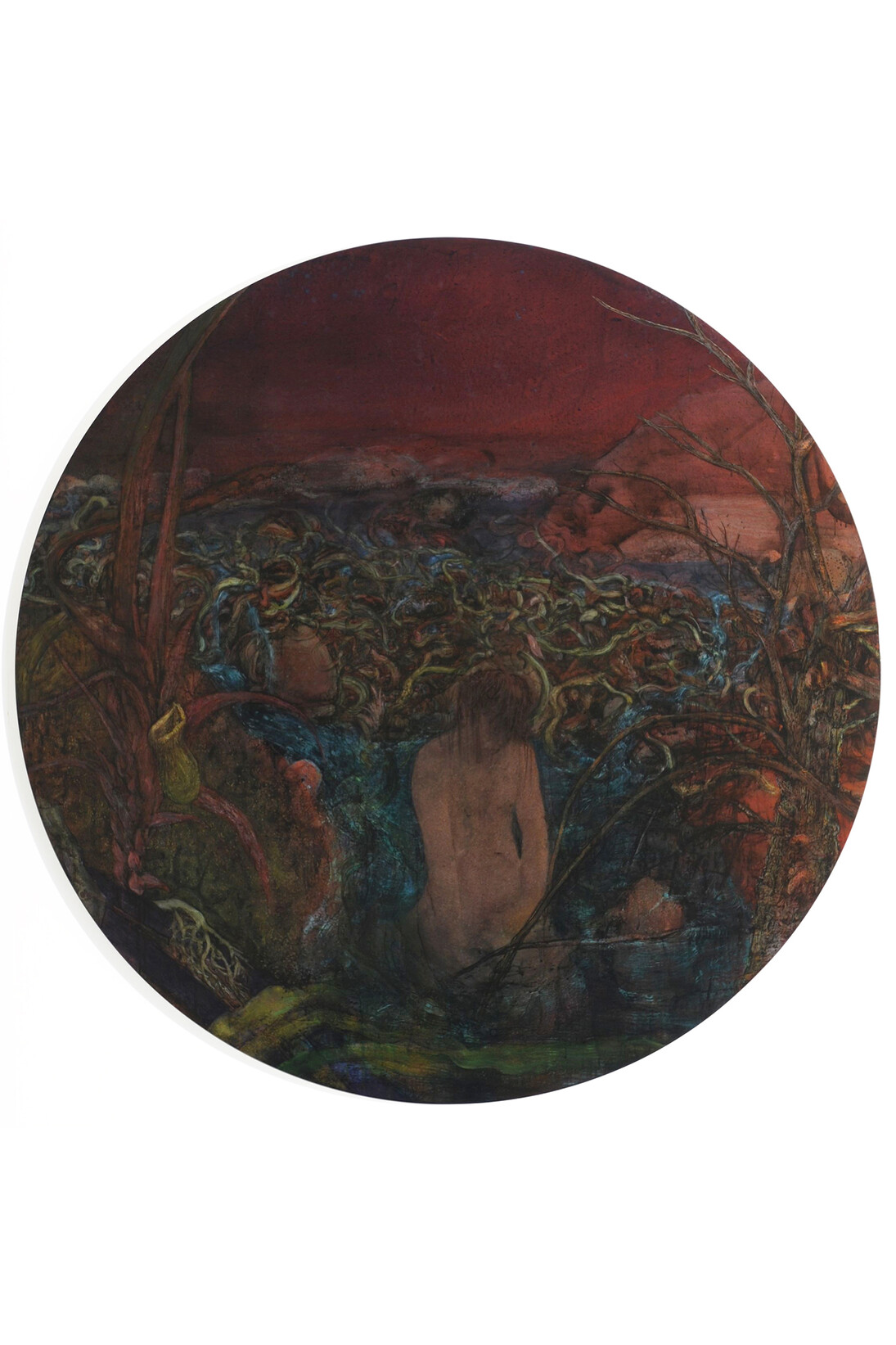 Nick Fox, Nightsong, 2012, acrylic and ink on aluminium panel, 120 cm diameter