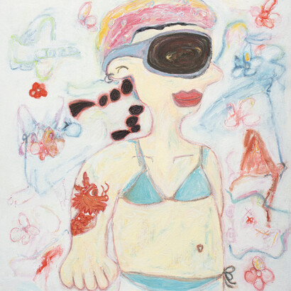 Yanmei Jiang, Untitled 01, oil and oil pastels on canvas, 34x32 inches. Courtesy of the artist and VillageOneArt, NYC 