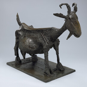 Pablo Picasso (Spanish, 1881–1973), She-Goat. Vallauris, 1950 (cast 1952). Bronze. 46 3/8 x 56 3/8 x 28 1/8″ (117.7 x 143.1 x 71.4 cm). The Museum of Modern Art, New York. Mrs. Simon Guggenheim Fund. © 2014 Estate of Pablo Picasso / Artists Rights Society (ARS), New York.
