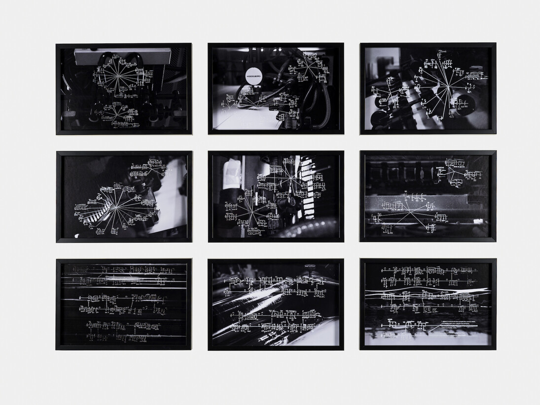 Juam Pablo Macías. Owen (Score by Gonzalo Macías), 2015
9 digital prints on aluminum engraved with pantograph.Courtesy of the artist and Proyectosmonclova.Photo: Moritz Bernoull
OWEN (Score by Gonzalo Macías), 2015
9 digital prints on aluminum engraved with pantograph. Courtesy of the artist and Proyectosmonclova. Photo: Moritz Bernoully