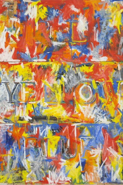 Sturtevant, Johns out the Window,
1987,
Encaustic and collage on canvas,
139.7 x 101.6 cm,
Signed, titled and dated on verso,
Courtesy Estate Sturtevant, Galerie
Thaddaeus Ropac, Paris-Salzburg