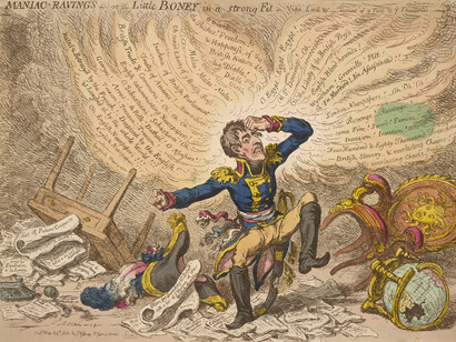 James Gillray (1756 - 1815), Maniac Ravings, 1803, London, Hand-coloured etching on paper, H 26.0 x W 35.2 cm © The Trustees of the British Museum
