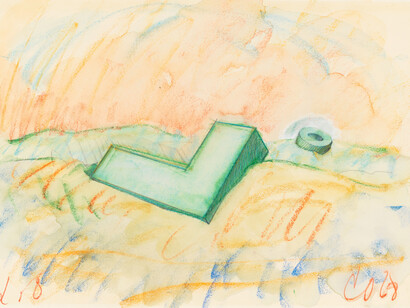 Claes Oldenburg, The letters "L" and "O" in landscape (detail), 1968. Courtesy of Whitney Museum