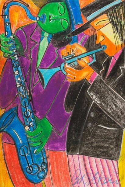 Charles Sekano, Jazz Scene Pastel 1992, © Alan Roderick