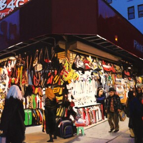 Seth Tane, Canal & Lafayette (detail), 2016, Oil on panel, 6.75 x 10 in. Courtesy of the artist and LewAllen Galleries