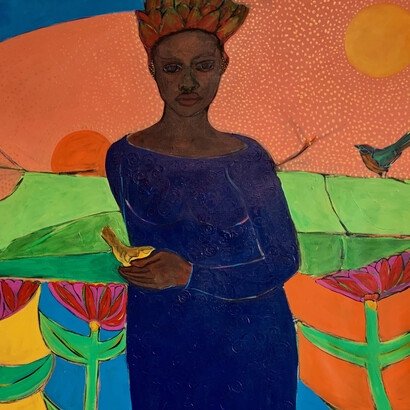 Janet Taylor Pickett,
The Liminal (detail), 2023.
Acrylic on canvas,
48×48 in. Courtesy of the artist and Jennifer Baahng Gallery