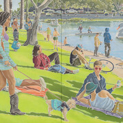 Adam de Boer, Sunday at Echo park lake (detail), 2025. Courtesy of Jane Lombard Gallery