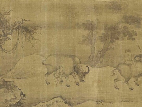 Oxen, Anonymous, Yuan dynasty (1279-1368), handscroll, ink on silk, © The Trustees of the British Museum