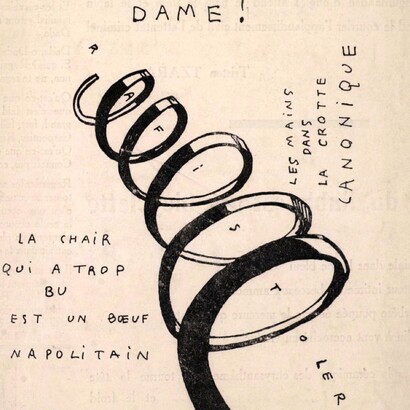 Francis Picabia: Dame! Illustrazione per la copertina della rivista Dadaphone n. 7, Parigi, marzo 1920