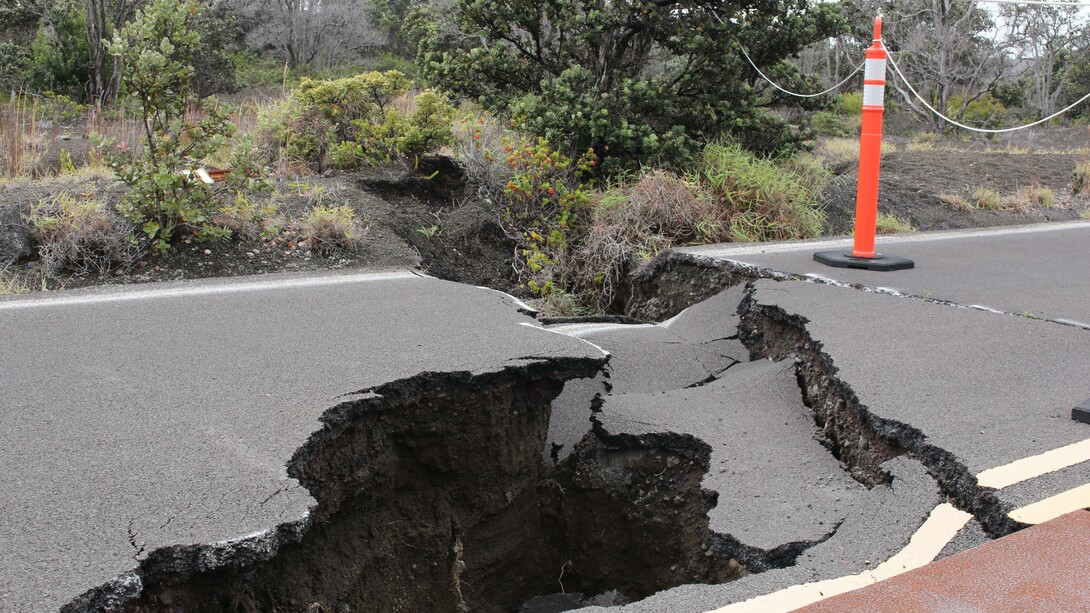 Earthquake causes road destruction