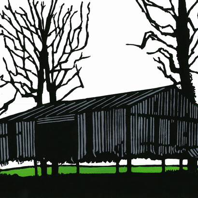 On Stilts, linocut