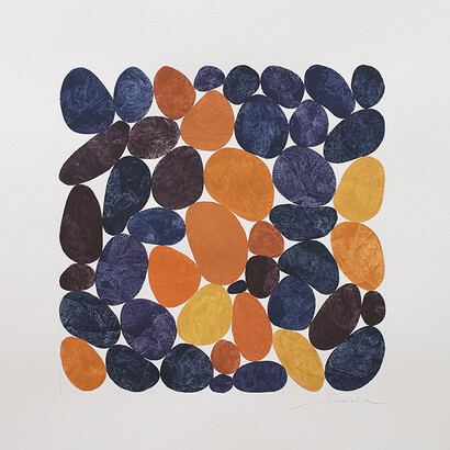 Nancy Simonds, Purple Harvest, 2019. Gouache on Paper, 22 x 22. Courtesy of Elisa Contemporary Art