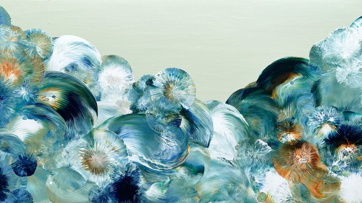 JGR, Float, Acrylic and Resin on Wood Panel, 24x48